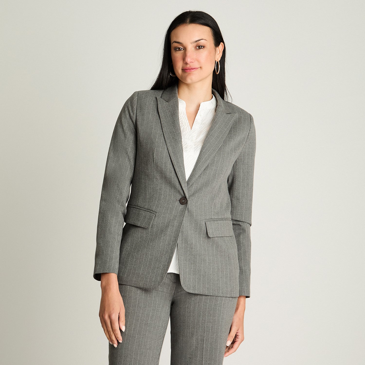 Blazer Un Botón Con Solapa En Bolsillo Gris Lorenzo Di Pontti